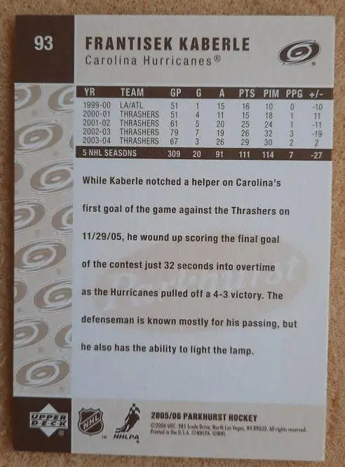 НХЛ Франтишек Каберле Каролина Харрикейнз № 93 1