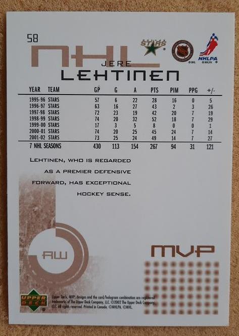 НХЛ Йере Лехтинен Даллас Старз № 58 1