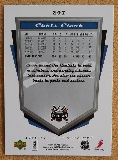 НХЛ Крис Кларк Вашингтон Кэпиталз № 297 автограф 1