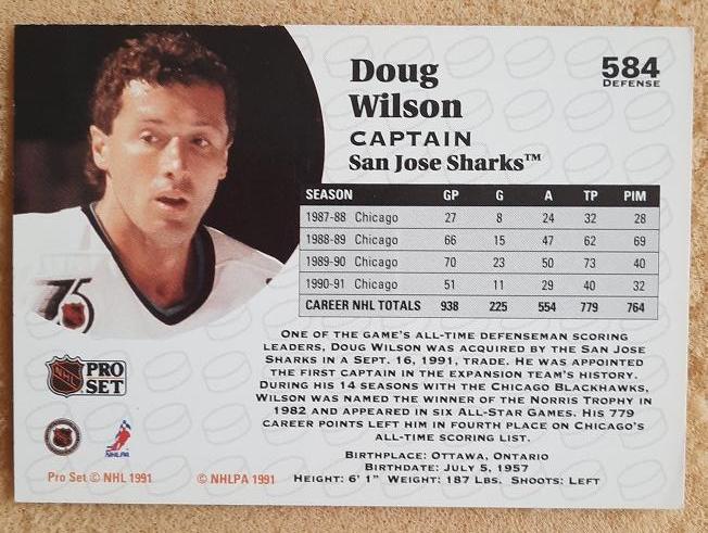 НХЛ Дуг Уилсон Сан-Хосе Шаркс № 584 1