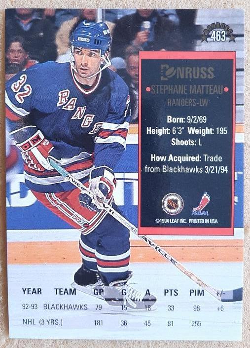 НХЛ Стефан Матто Нью-Йорк Рейнджерс № 463 1
