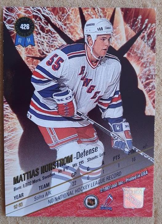 НХЛ Маттиас Норстрем Нью-Йорк Рейнджерс № 426 1