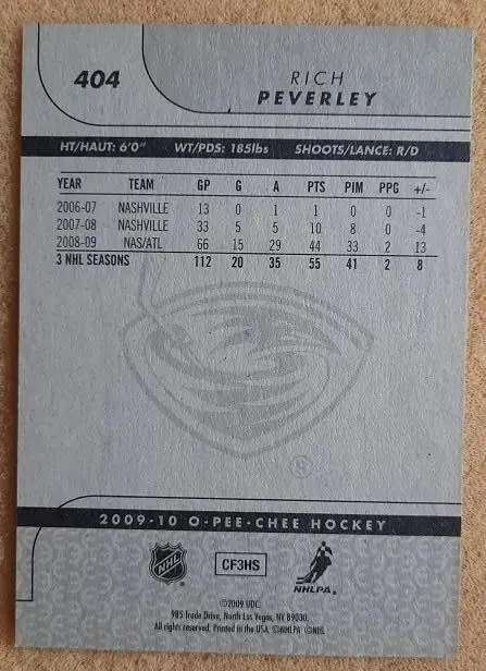 НХЛ Рич Певерли Атланта Трэйшерз № 404 1
