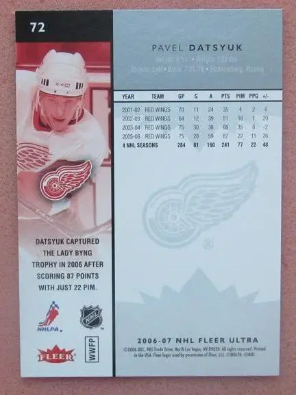 НХЛ Павел Дацюк Детройт Ред Уингз Екатеринбург Казань Динамо ЦСКА СКА № 72 1