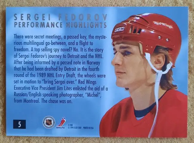 НХЛ Сергей Федоров Детройт Ред Уингз Динамо Минск ЦСКА Москва Магнитогорск № 5 1