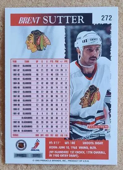 НХЛ Брент Саттер Чикаго Блэкхокс № 272 1