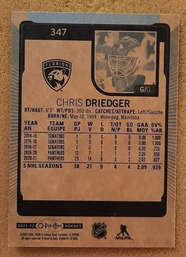 НХЛ Крис Дриджер Флорида Пантерз № 347 1