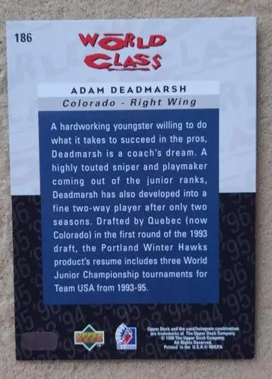 НХЛ Адам Дэдмарш США № 186 1