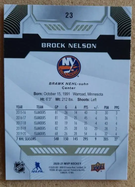 НХЛ Брок Нельсон Нью-Йорк Айлендерс № 23 1