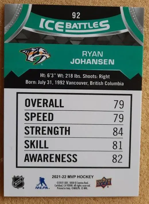 НХЛ Райан Джонсон Нэшвилл Предаторз № 92 айс 1