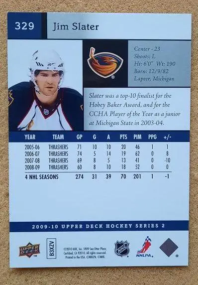 НХЛ Джим Слейтер Атланта Трэйшерз № 329 1