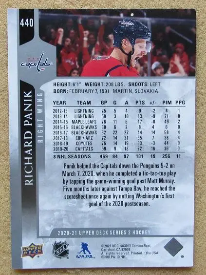 НХЛ Рихард Паник Вашингтон Кэпиталз Локомотив Ярославль № 440 1