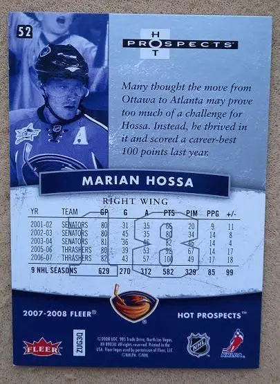 НХЛ Мариан Хосса Атланта Трэйшерз № 52 1