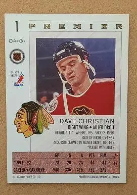 НХЛ Дэйв Кристиан Чикаго Блэкхокс № 1 1