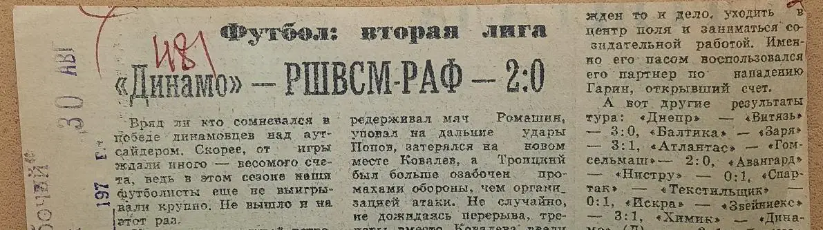 1988 Динамо Брянск. Динамо Брянск - РШВСМ-РАФ Елгава 28.08.1988