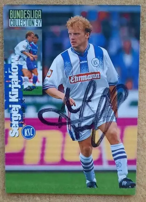1997 автограф Сергей Кирьяков Карлсруэ Германия ФШМ Динамо Москва № 87