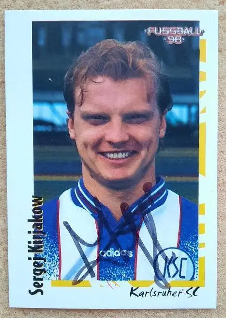 1998 автограф Сергей Кирьяков Карлсруэ Германия ФШМ Динамо Москва № 162