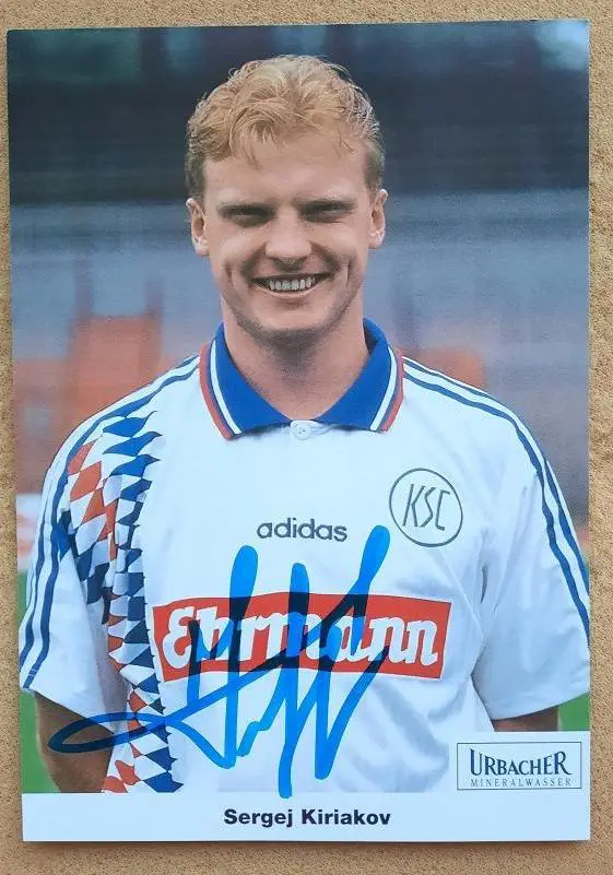 1995 автограф Сергей Кирьяков Карлсруэ Германия ФШМ Динамо Москва