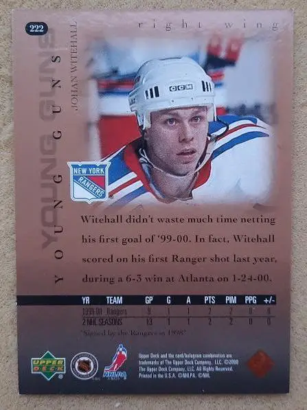 НХЛ Йохан Уайтхолл Нью-Йорк Рейнджерс № 222 1