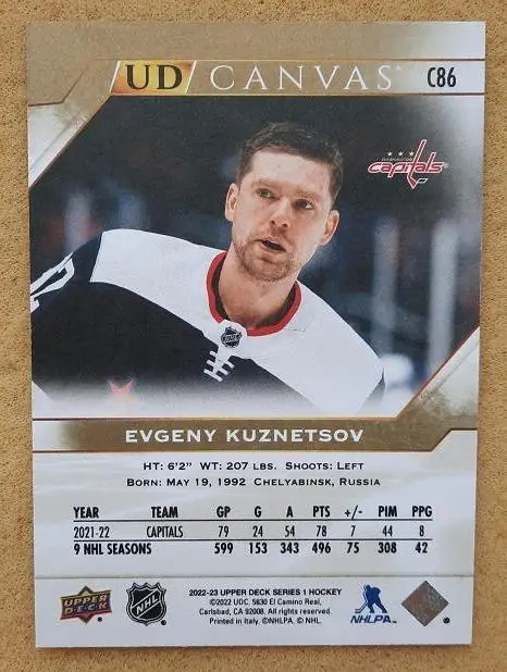 НХЛ Евгений Кузнецов Вашингтон Кэпиталз Трактор Челябинск СКА СПб № C 86 1