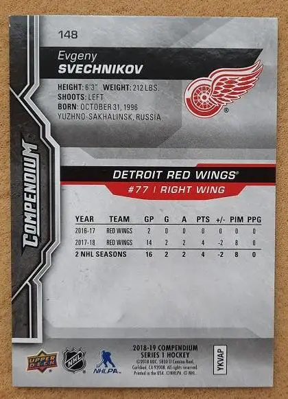 НХЛ Евгений Свешников Детройт Ред Уингз Казань Нижний Новгород № 148 блю 1