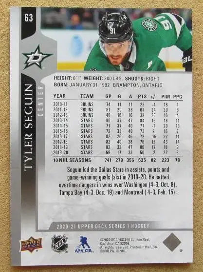 НХЛ Тайлер Сегин Даллас Старз № 63 1