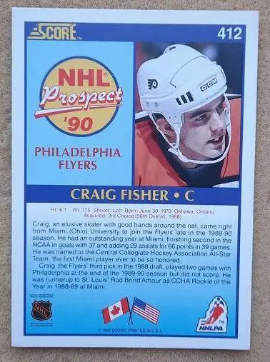 НХЛ Крейг Фишер Филадельфия Флайерз № 412 1
