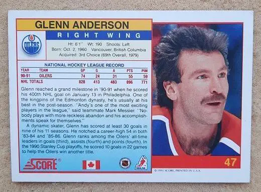 НХЛ Гленн Андерсон Эдмонтон Ойлерз № 47 кан 1