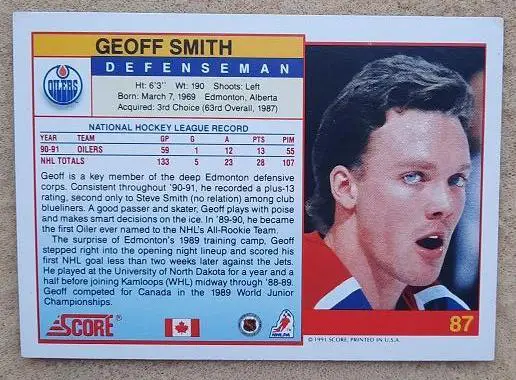 НХЛ Джефф Смит Эдмонтон Ойлерз № 87 кан 1