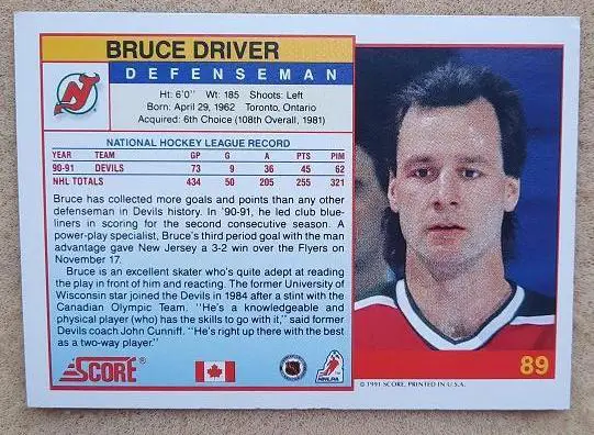 НХЛ Брюс Драйвер Нью-Джерси Дэвилз № 89 кан 1