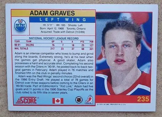 НХЛ Адам Грейвз Эдмонтон Ойлерз № 235 кан 1