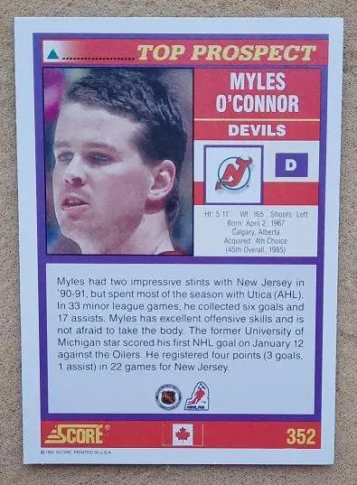 НХЛ Майлс О Коннор Нью-Джерси Дэвилз № 322 кан анг 1