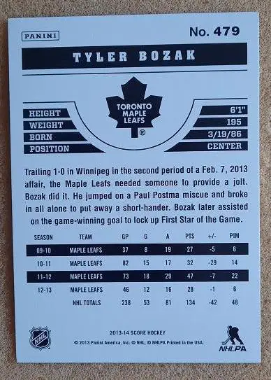 НХЛ Тайлер Бозак Торонто Мэйпл Лифс № 479 1