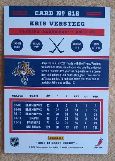 НХЛ Крис Верстиг Флорида Пантерз Авангард Омск № 212 1