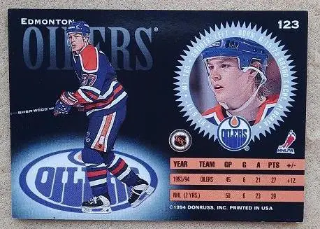 НХЛ Дин Макаммонд Эдмонтон Ойлерз № 123 1