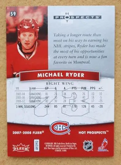 НХЛ Майкл Райдер Монреаль Канадиенс № 59 1