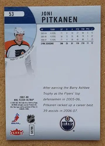 НХЛ Йони Питкянен Эдмонтон Ойлерз № 53 1