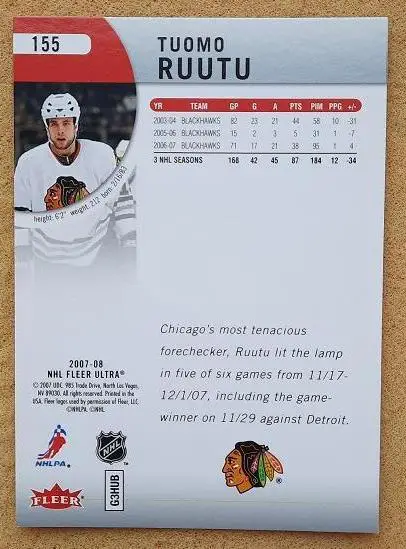 НХЛ Туомо Рууту Чикаго Блэкхокс № 155 1