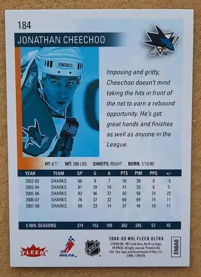 НХЛ Джонатан Чичу Сан-Хосе Шаркс Динамо Минск № 184 1