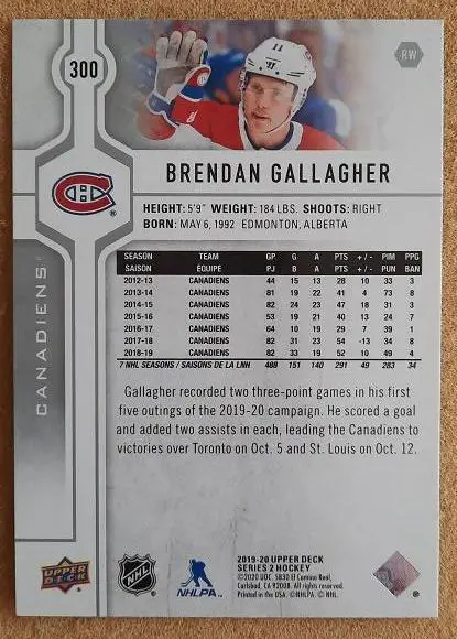НХЛ Брендан Галлахер Монреаль Канадиенс № 300 1
