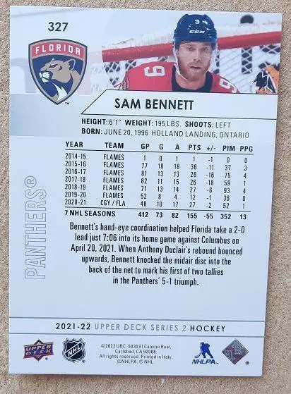 НХЛ Сэм Беннетт Флорида Пантерз № 327 1
