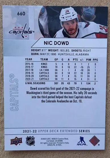 НХЛ Ник Дауд Вашингтон Кэпиталз № 660 1