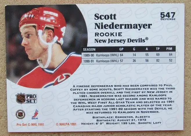 НХЛ Скотт Нидермайер Нью-Джерси Дэвилз № 547 1