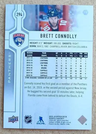 НХЛ Бретт Коннолли Флорида Пантерз № 294 1