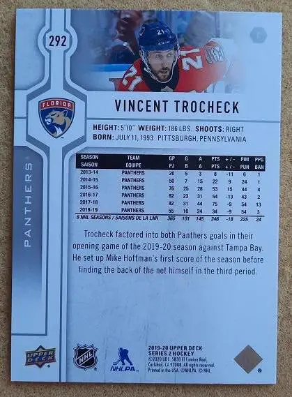 НХЛ Винсент Трочек Флорида Пантерз № 292 1