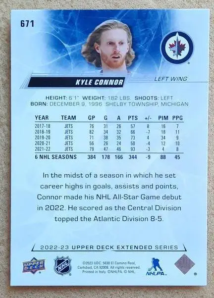 НХЛ Кайл Коннор Виннипег Джетс № 671 1