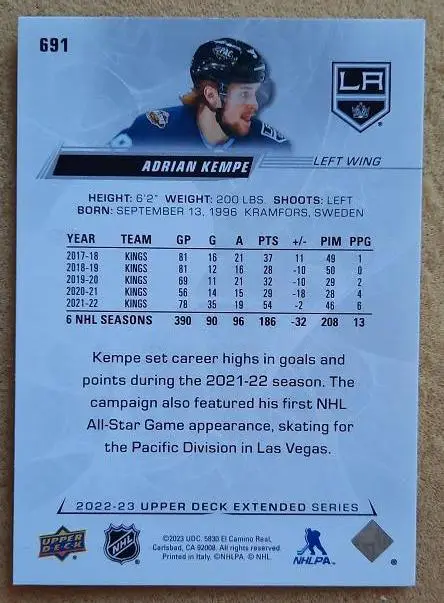 НХЛ Адриан Кемпе Лос-Анжелес Кингз № 691 1