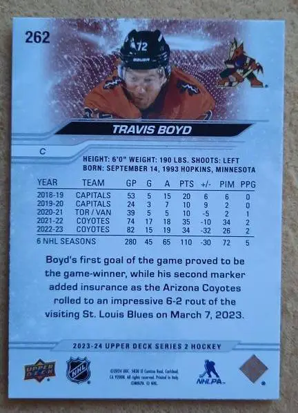 НХЛ Трэвис Бойд Аризона Койотис № 262 1