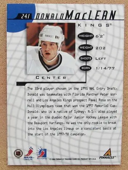 НХЛ Дональд Маклин Лос Анджелес Кингз № 241 1