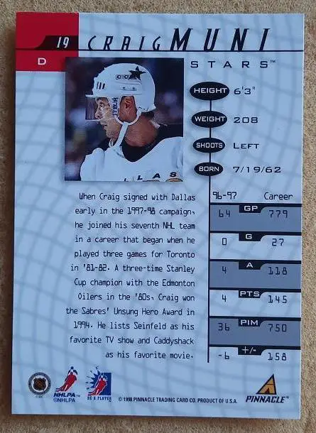 НХЛ Крейг Муни Даллас Старз № 19 1